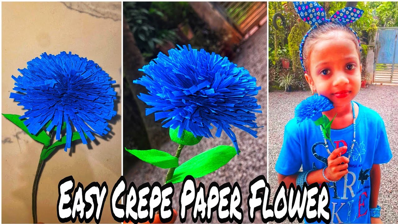 Easy Crepe Paper Flower how to make crepe paper flower Blue Color