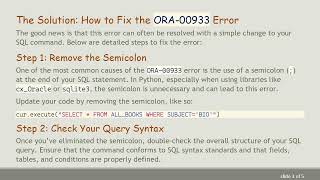 Understanding the ORA-00933 Error in Python SQL Queries