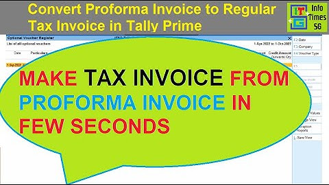How to convert Proforma Invoice to Tax Invoice in Tally Prime | Invoice in Tally Prime