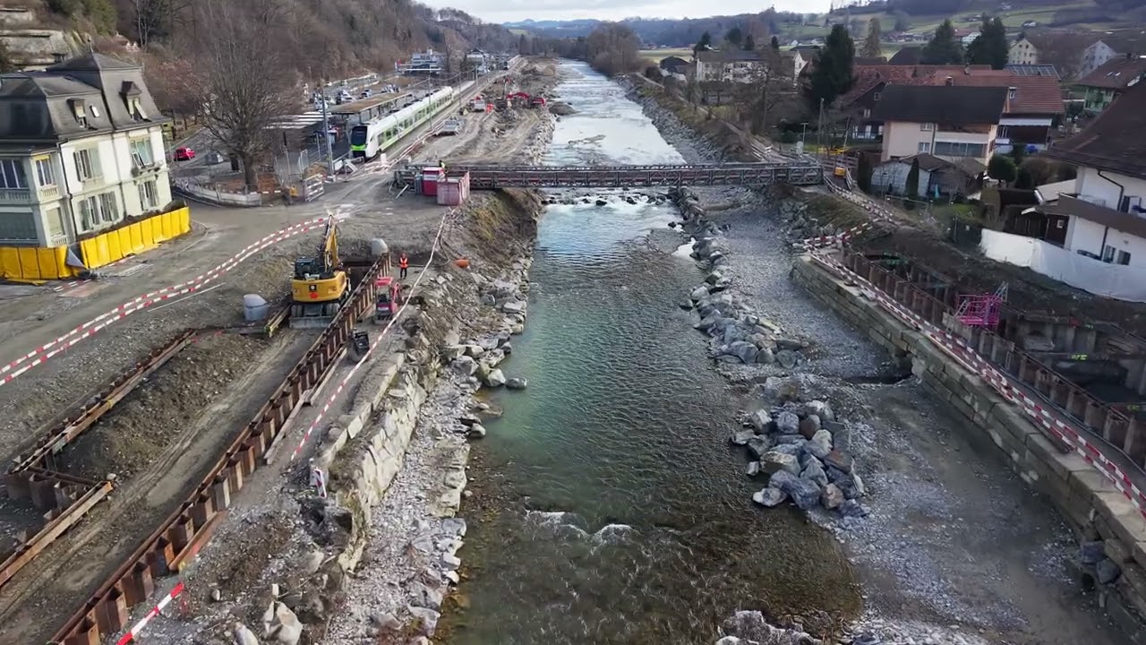 2026-01-26 Neubau Sensebrücke. Flug über die Baustelle