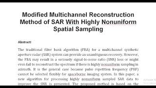 Modified Multichannel Reconstruction Method of SAR With Highly Nonuniform Spatial Sampling