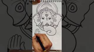 Quick simple and easy drawing of Ganpati Bappa face/Ganesha drawing step by step/Easy Ganesh drawing