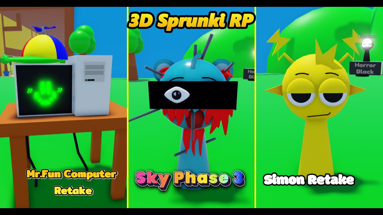 Roblox"3d Sprunki rp"Badges:Mr.Fun Computer Retake,Sky phase 3,Simon ...
