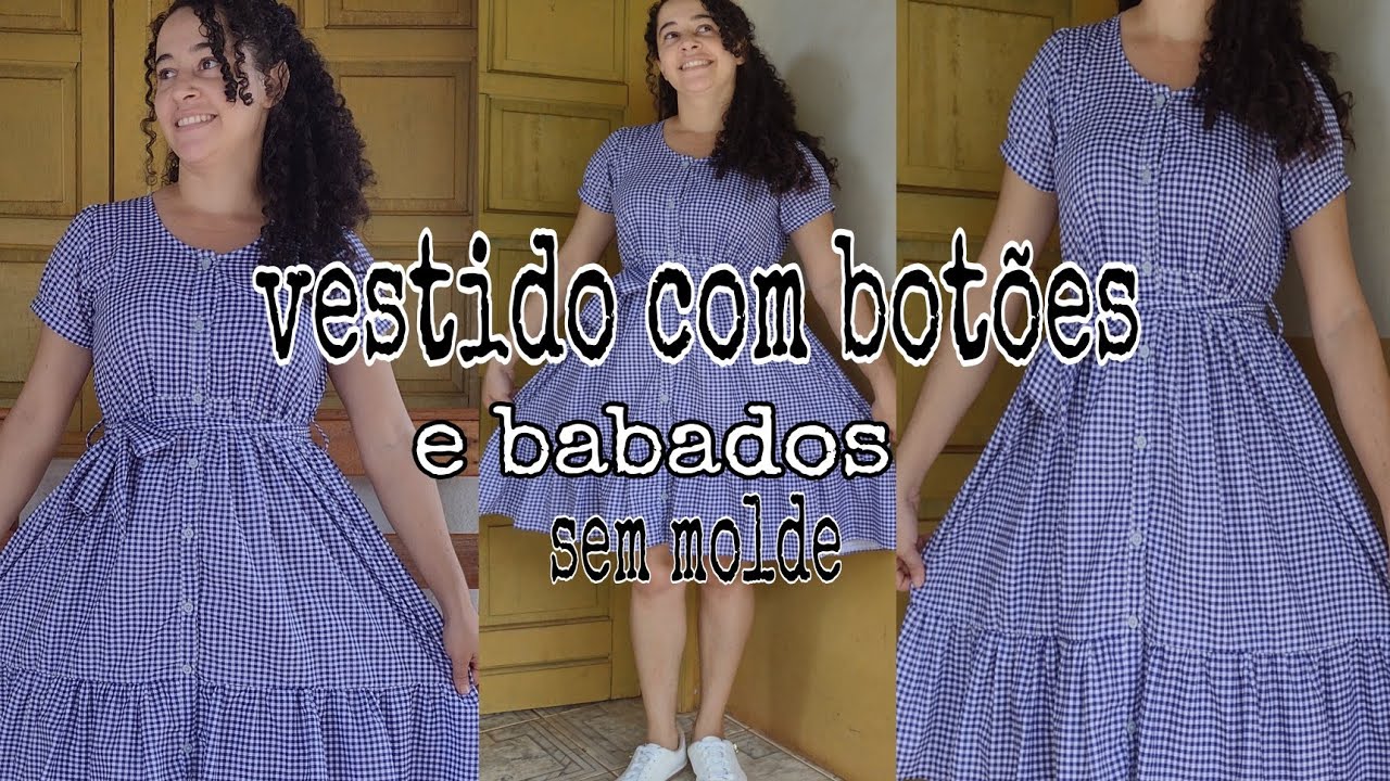 Como fazer VESTIDO COM BOTÕES na frente e babado