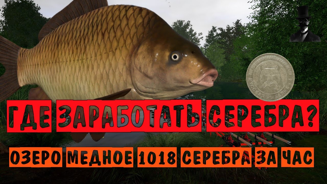 ГДЕ ЗАРАБОТАТЬ СЕРЕБРА? 1018 ЗА ЧАС! - Озеро Медное (повышенная)! - Русская Рыбалка 4.