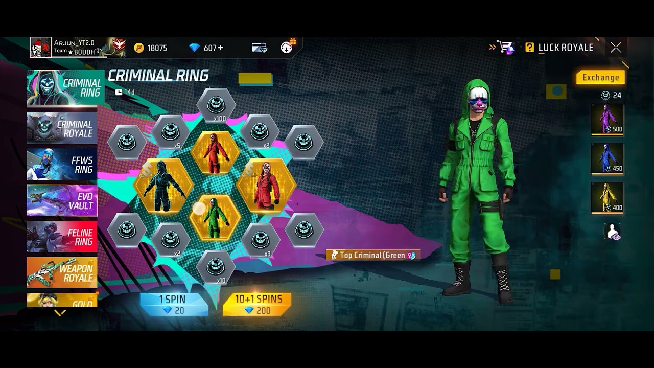 NEW CRIMINAL RING EVENT / GHOST CRIMINAL BUNDLE - GARENA FREE FIRE 800 💎 LUT LIYA