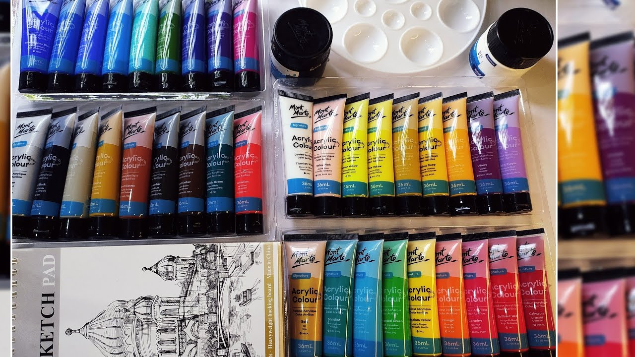Art supplies unboxing || Drawing materials || mont marte acrylic colour || art and craft