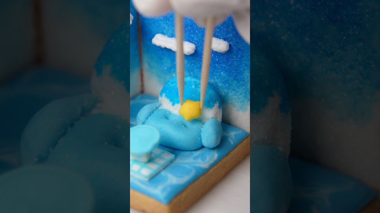 何かわかる？🪼 ❄️🥣🧊🛋️🩵 青色のあの食べ物のアレのクッキーだよ🍪#アイシングクッキー