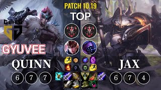 GEN gyuvee Quinn vs Jax Top - KR Patch 10.19