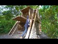 Girl Solo Bushcrafts Adventure, Build The Most Beautiful Log House with a Mini Log Swimming Pool