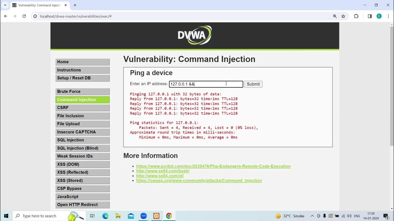 Command injection attack using dvwa youtube