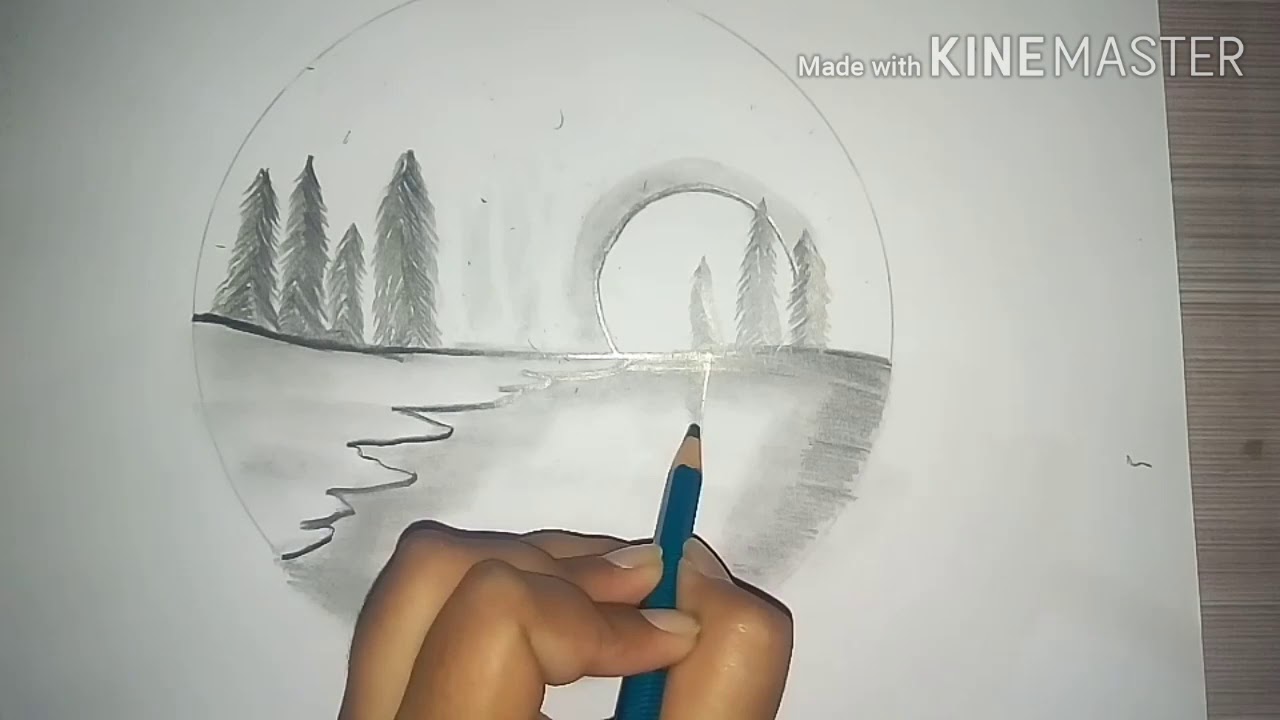 How to draw beautiful nature art/drawing/sketching , environment ...