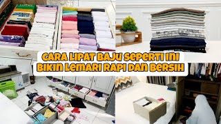 BONGKAR LEMARI SEBELUM NGINEP DI RUMAH BARU⁉️CARA MERAPIKAN DAN MELIPAT BAJU‼️BERSIH BERSIH RUMAH