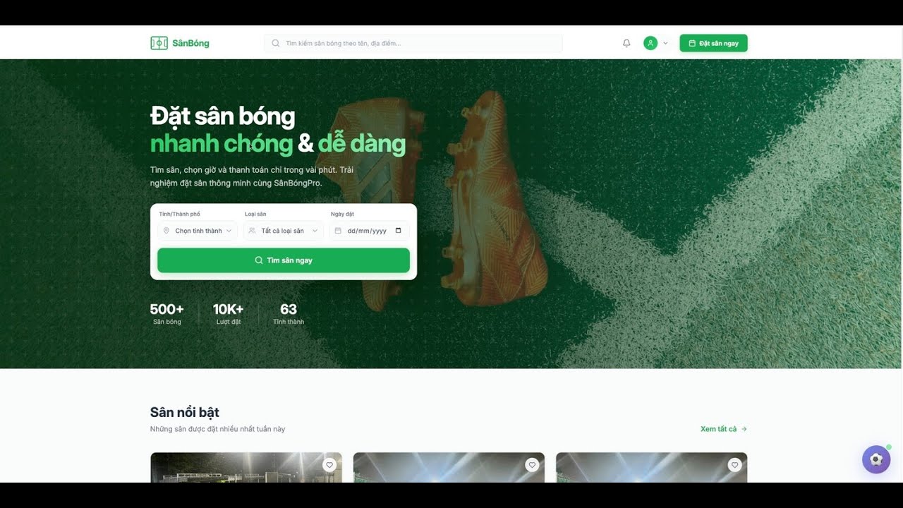 Đồ Án Website Quản Lý Sân Bóng | ReactJs - NodeJs - MongoDB - ChatBot AI