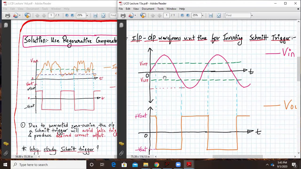 Inverting Schmitt Trigger Analysis using equations - YouTube