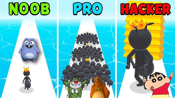 Noob vs Pro vs Hacker in Tiny run | Shinchan , Jack , Bhalu and Bulbule plays Tiny Run