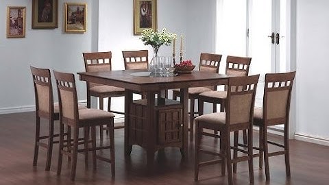 9pcs Counter Height Dining Table with Lazy Susan & 8 Stools Set