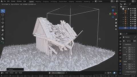 Blender 3.1 Geometry Node -Cabin Destroy 摧毀小木屋 【Blender鳥咪老師】