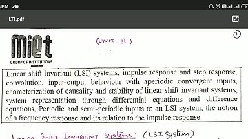 Lecture -1: LSI or LTI system