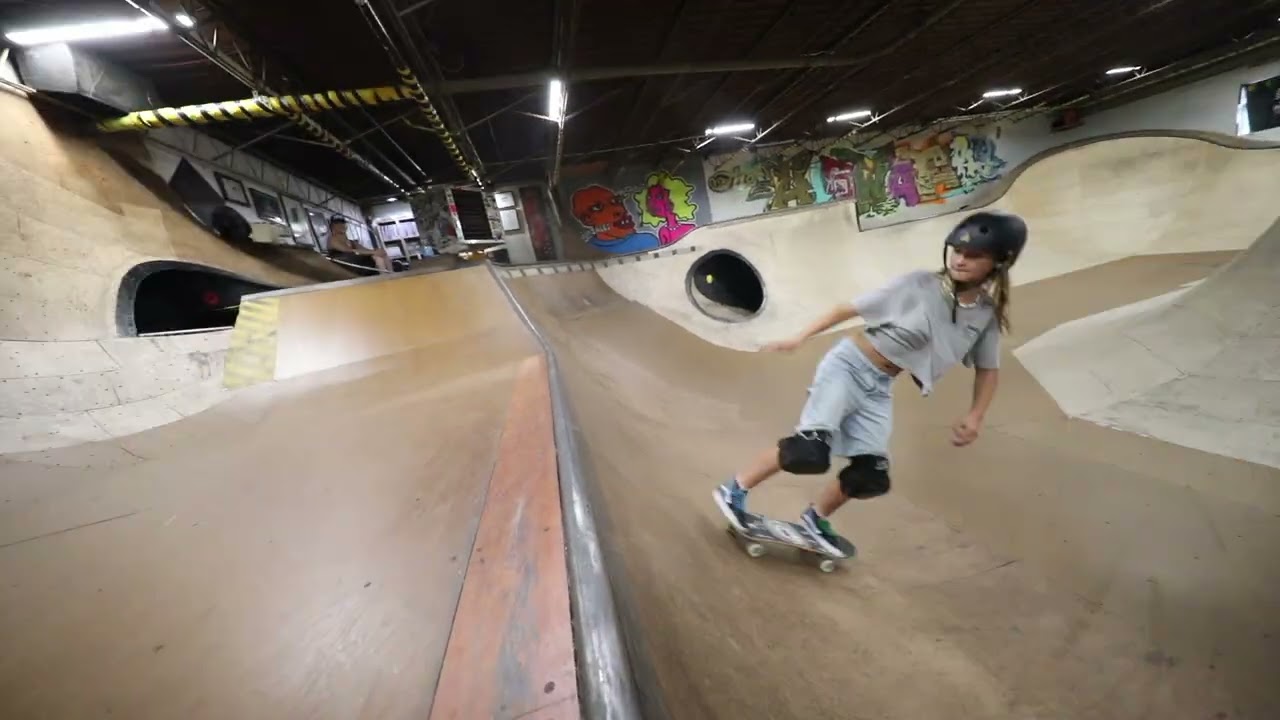 Tilda and Cadence Skate The Hiawatha Bowl in Minneapolis, MN.