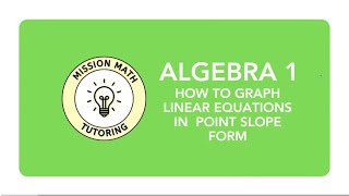 How to Graph Linear Equations in Point-Slope Form | Algebra 1 | Mission Math Tutoring