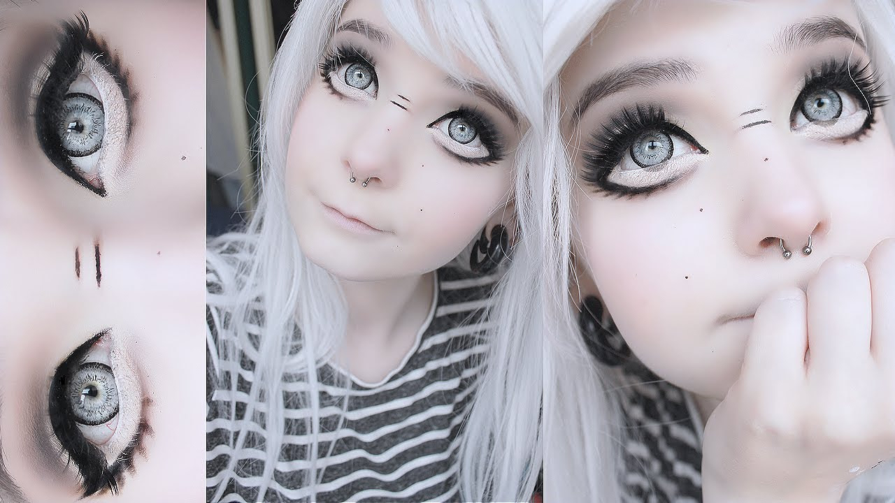 Giant Cutesy Anime Cartoon Eyes Halloween Makeup Tutorial