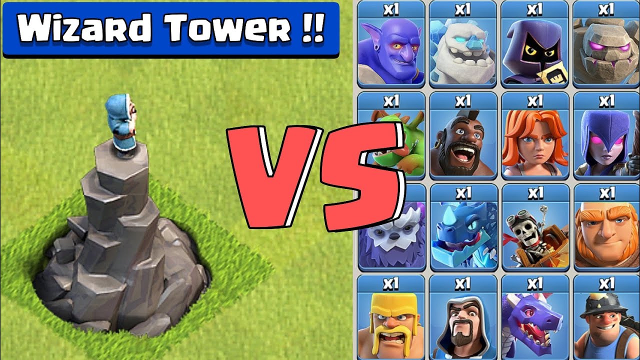 Wizard tower vs all level 1 troops - clash of clans