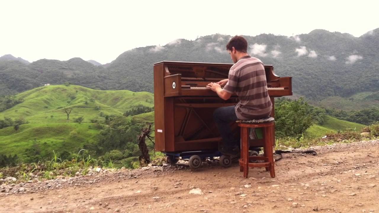 Playing piano at Semuc Champey Guatemala