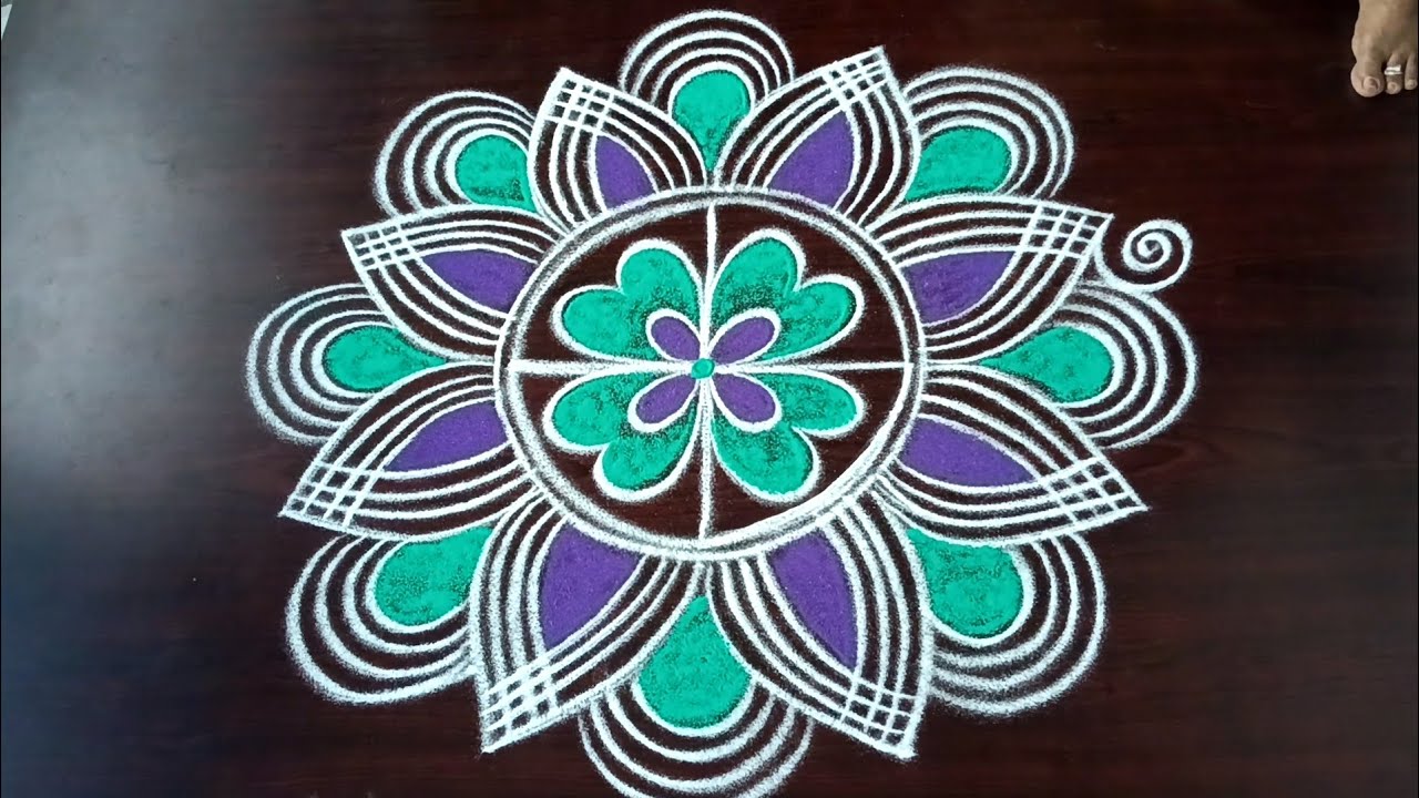 Thai poosam special simple free hand rangoli//Simple daily rangoli designs//Lathakolam