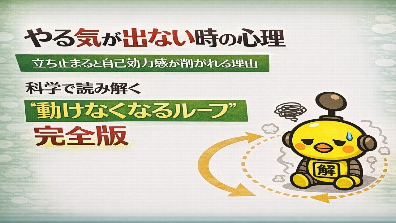 【やる気が出ない時の心理】立ち止まると自己効力感が削がれる理由｜科学で読み解く“動けなくなるループ”完全版