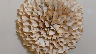 Book Page wreath Tutorial- DIY Recycled book pages wreath and wall decoration