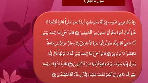القرآن الكريم مقسم الى أثمان : الثمن الثامن (8) – الحزب الأول (1) - سورة البقرة - رواية ورش.
