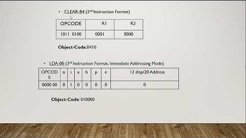 Object code and object program generation for SIC/XE program code