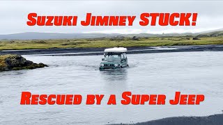 Jimny STUCK in the Syðri-Ófæra river gets rescued by a Super Jeep screenshot 4