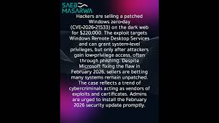 Windows zero‑day exploit reportedly sold on the dark web for $220,000 by hackers