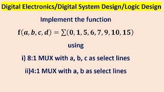 Implement the function 𝐟(𝒂,𝒃,𝒄,𝒅)=∑(𝟎,𝟏,𝟓,𝟔,𝟕,𝟗,𝟏𝟎,𝟏𝟓)  using8:1 MUX screenshot 4