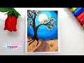 Cómo dibujar un PAISAJE NOCTURNO con acuarela - ideas de paisajes fáciles