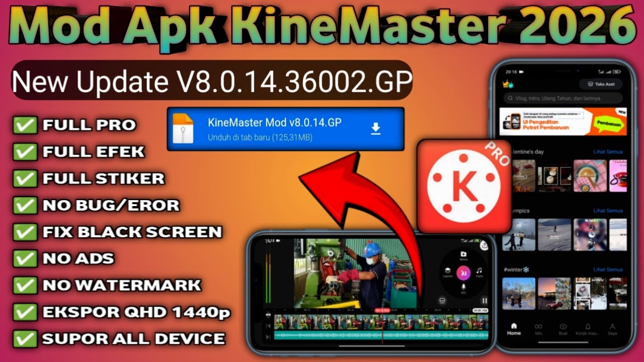 Apk KineMaster Mod New Update V8.0.14 Original Editor Video Terbaik 2026
