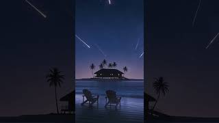 Relaxing Beach Night &amp; Meteor Shower 🌊🌌 Ocean Waves Deep Sleep Ambience #shorts  #sleepmusic #relax