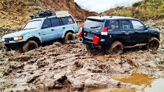 Battle of LEGENDS! ... Land Cruiser 80 versus PRADO 150 off-road! ... RC OFFroad 4x4