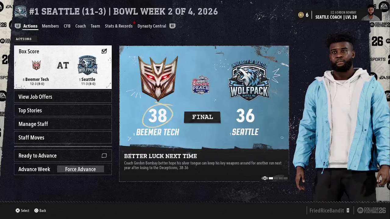CFB Online Dynasty #1 WolfPack U🆚 #8 Beemer Tech