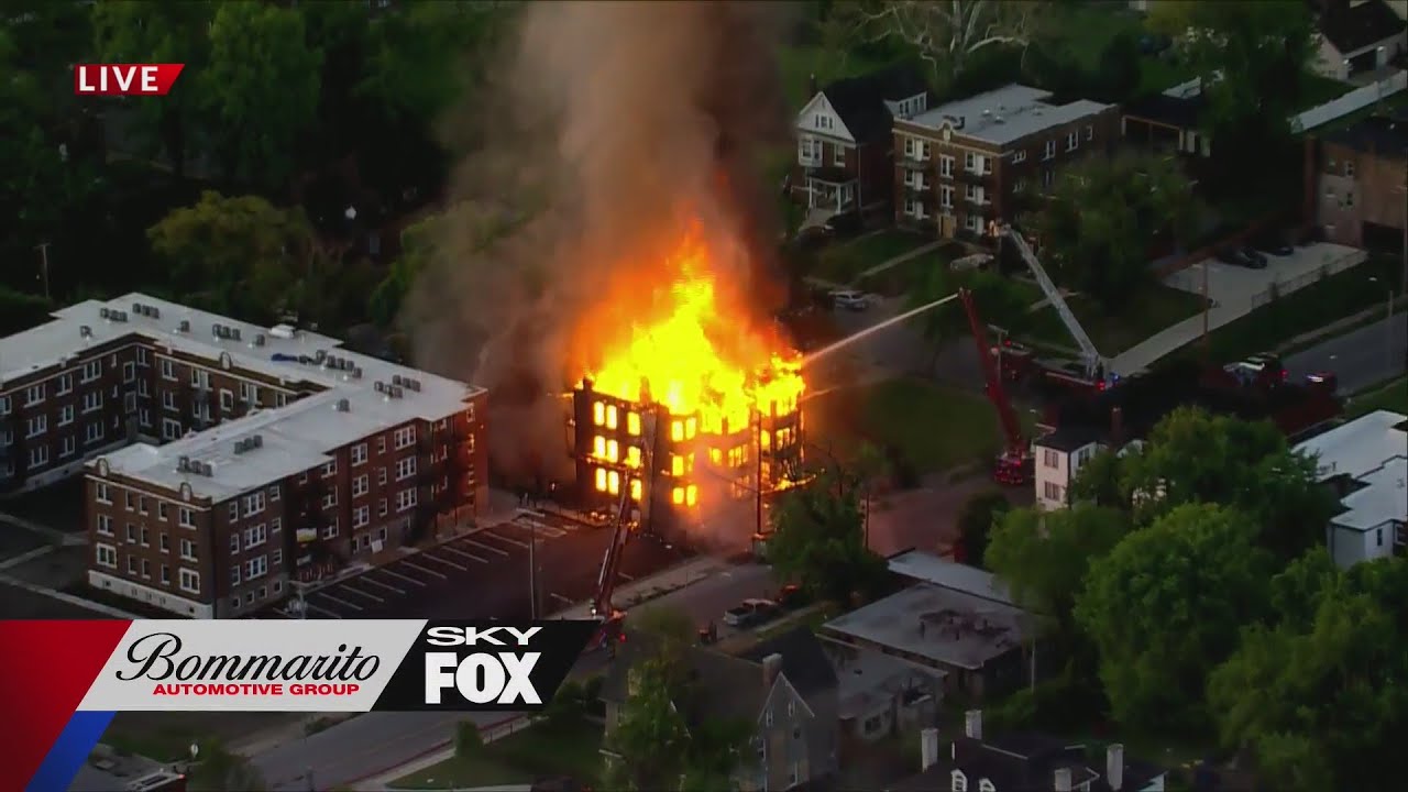 Building engulfed in flames near Forest Park