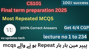 CS101 // solved imp mcqs // final term // vu update  // virtual university