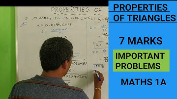 PROPERTIES OF TRIANGLES  /CLASS 11/IMPORTANT 7 MARKS /MATHS 1A/EAMCET/EAPCET/JEE