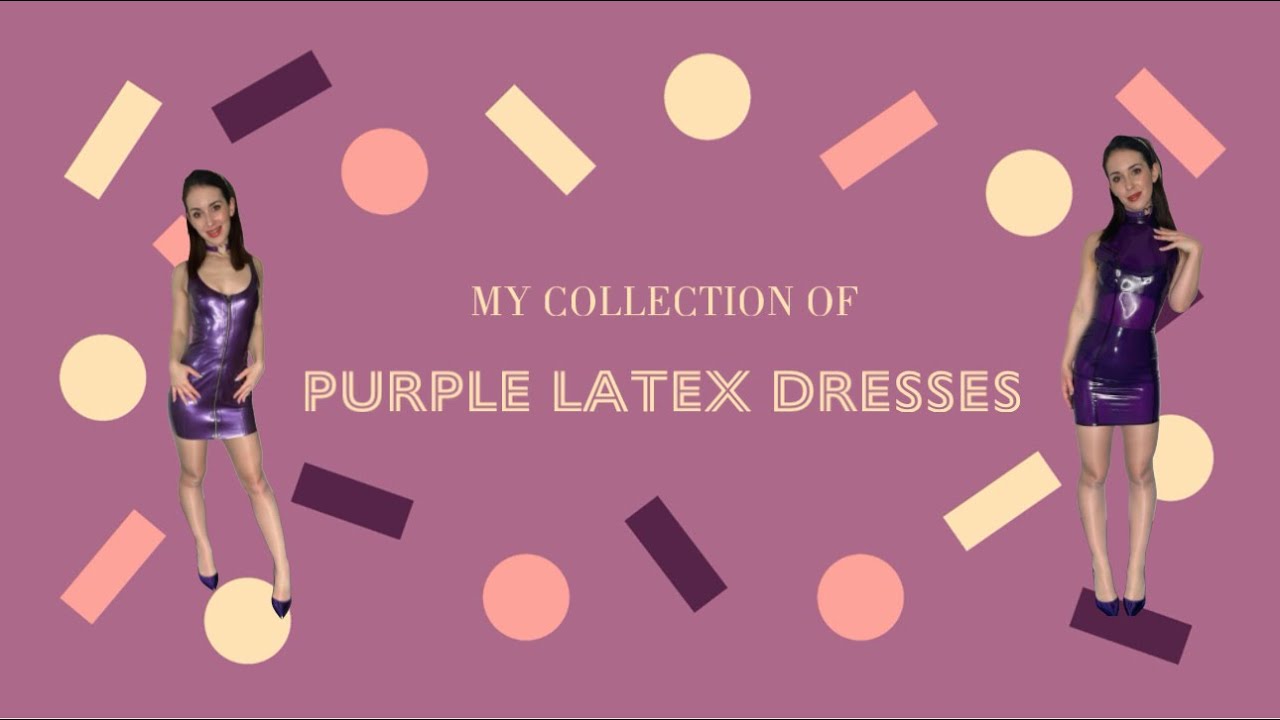 Showing off all my purple latex dresses