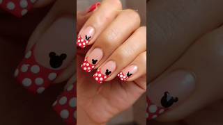 mickey mouse nail art with (red❤️black🖤and white 🤍)nail polish #mickeymouse #nailart #redwhite 😍