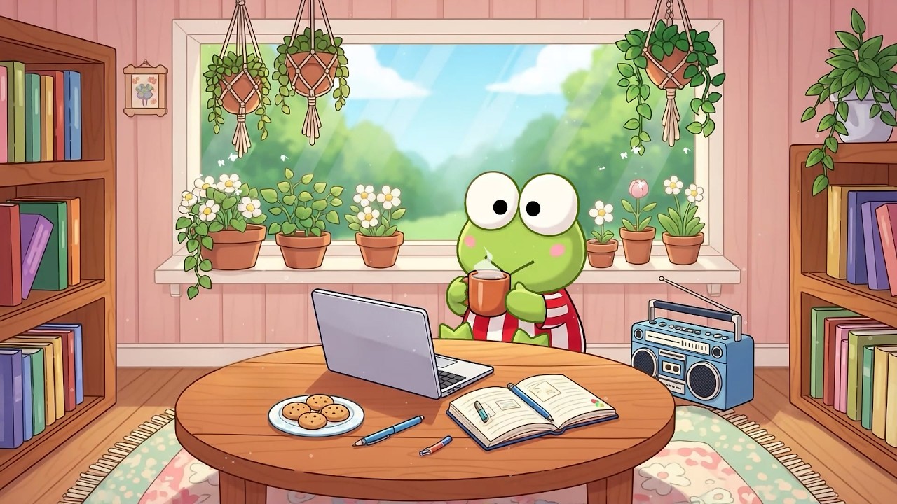 🌸 Keroppi’s Peaceful Spring Morning 🌞 Cozy Lofi Beats 🌷 Chill Lofi Music to Study Session