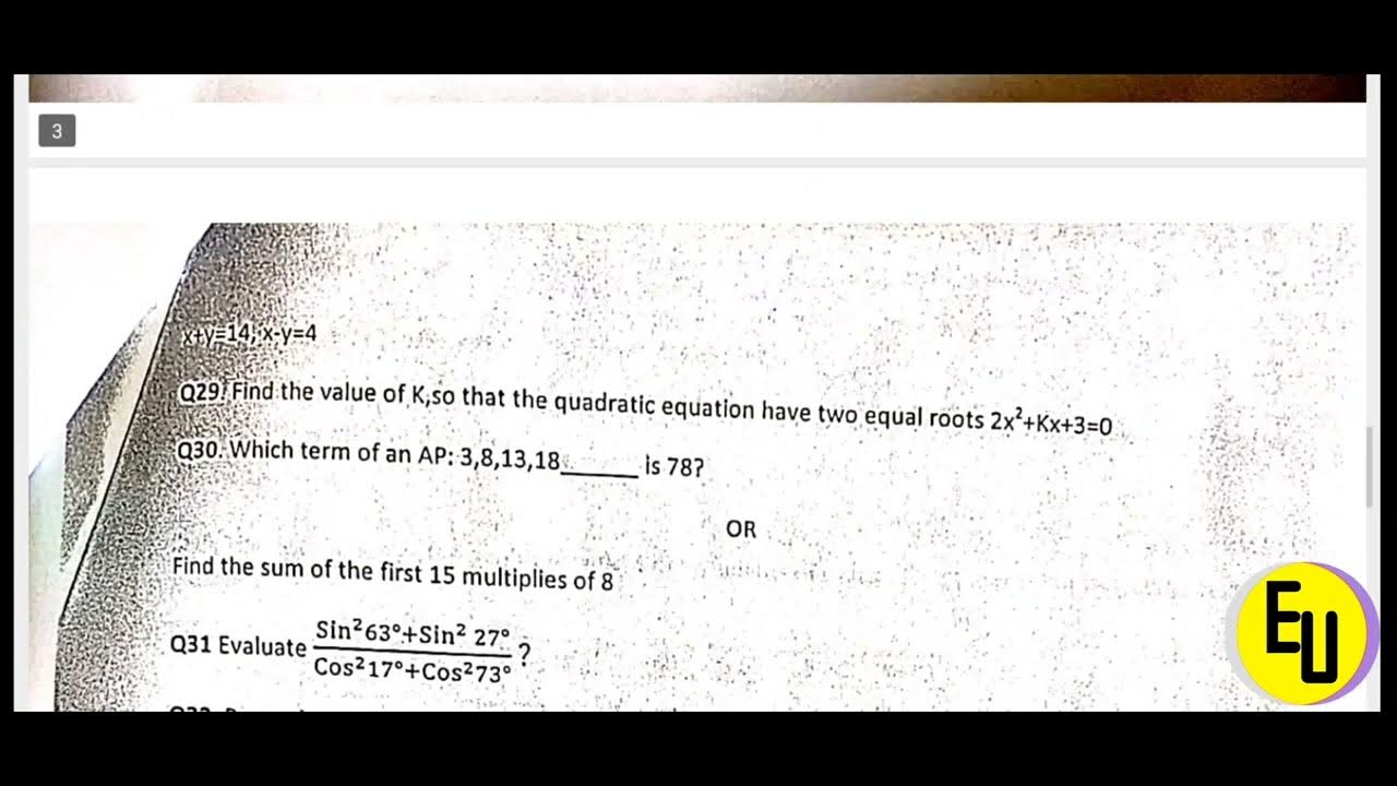 JKBOSE Class 10th Mathematics Guess Paper and Paper Pattern 2023 