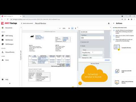 Screencast for ABBYY Vantage Invoice US Skill