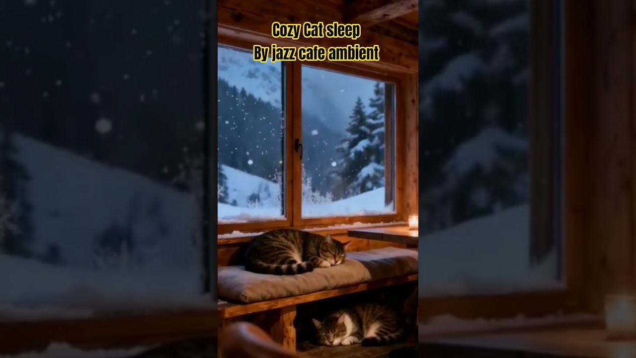 Cozy Winter Caf&eacute; Jazz with Sleeping Cat ambient #nightambience